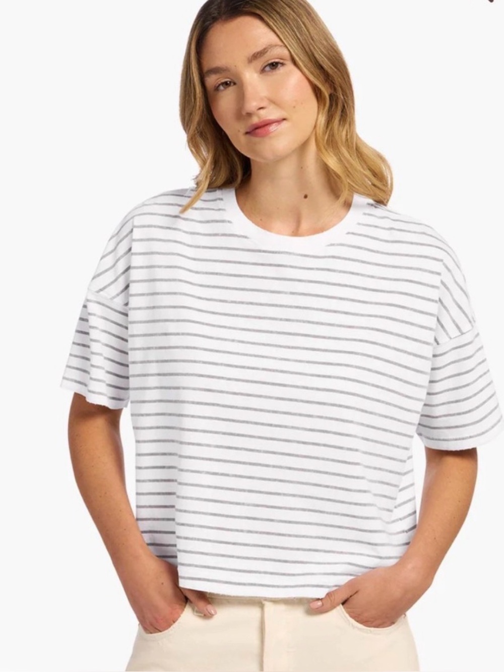 NWT Nuuds Mocha Striped Boxy Tee